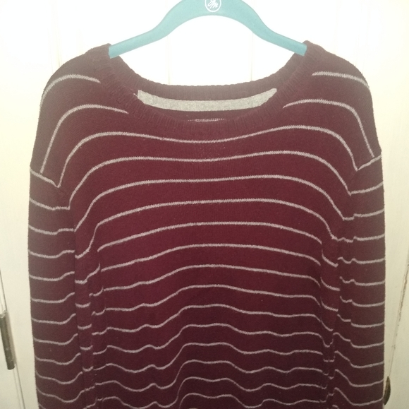 Aeropostale Knit Maroon Striped Sweater - Large - Picture 4 of 7